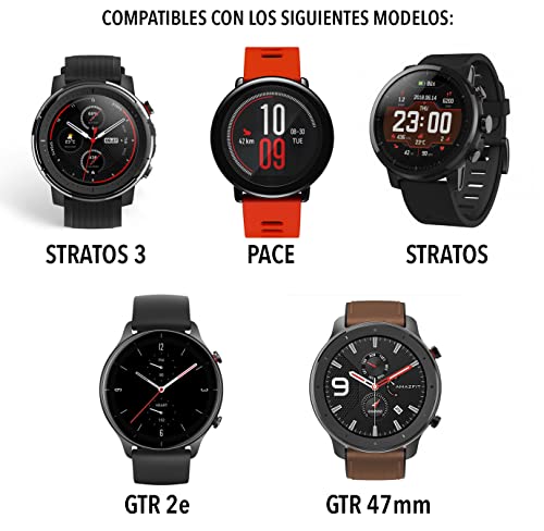 Pulsera de Recambio compatible con Amazfit [ GTR 2e, GTR 47mm, GTR 2 ] y Con,[ Stratos, 2, 2S , Stratos3, Pace ] Repuesto de Correa en diversos Colores (ROJO)