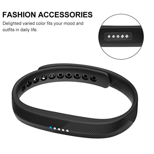 Pulsera de repuesto para Fitbit Flex 2, cierre de metal de silicona suave clásico NEGRO S/M