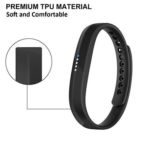 Pulsera de repuesto para Fitbit Flex 2, cierre de metal de silicona suave clásico NEGRO S/M