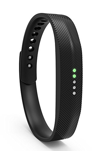 Pulsera de repuesto para Fitbit Flex 2, cierre de metal de silicona suave clásico NEGRO S/M