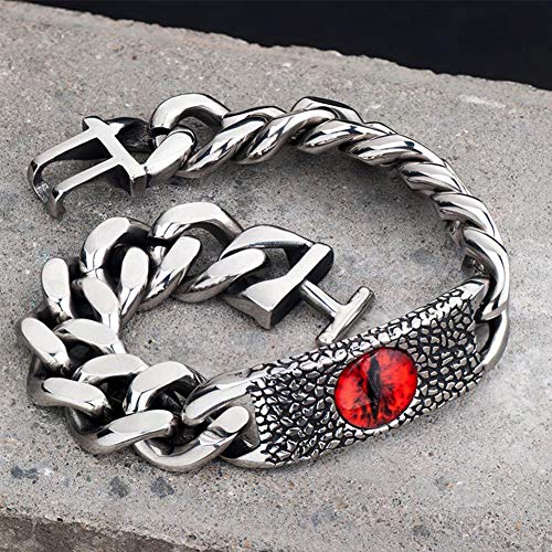 Pulsera Nórdica Del Ojo Del Diablo: Joyería De Acero Inoxidable Hecha A Mano Para Hombres, Brazalete De Locomotora De Estilo Punk Retro, Accesorios Para Brazalete Con Encanto De Motocicleta,20CM