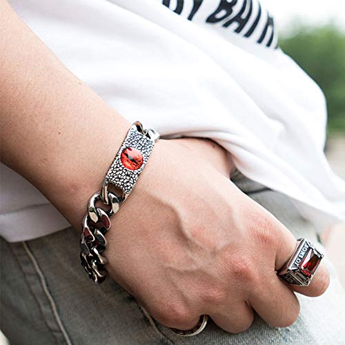 Pulsera Nórdica Del Ojo Del Diablo: Joyería De Acero Inoxidable Hecha A Mano Para Hombres, Brazalete De Locomotora De Estilo Punk Retro, Accesorios Para Brazalete Con Encanto De Motocicleta,20CM