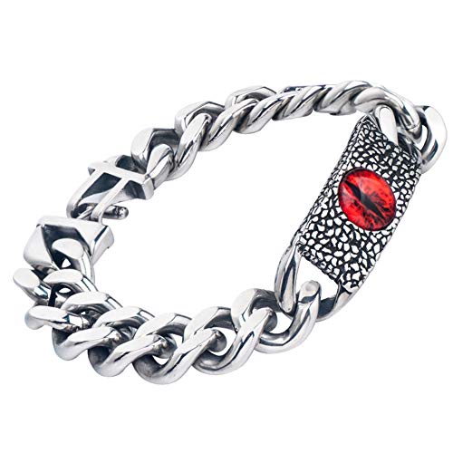 Pulsera Nórdica Del Ojo Del Diablo: Joyería De Acero Inoxidable Hecha A Mano Para Hombres, Brazalete De Locomotora De Estilo Punk Retro, Accesorios Para Brazalete Con Encanto De Motocicleta,20CM