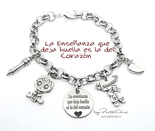 Pulsera Temática"Profesora de INFANTIL" La Enseñanza que deja huella es la del Corazón.