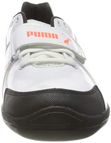 PUMA Evospeed Throw 6, Zapatillas de Atletismo Unisex Adulto, Blanco White Black-Lava Blast, 44 EU