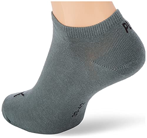 PUMA Plain Sneaker Socks Pack de 3 Calcetines Deportivos Lisos, Black/Grey/Green, 43 Regular Unisex Adulto