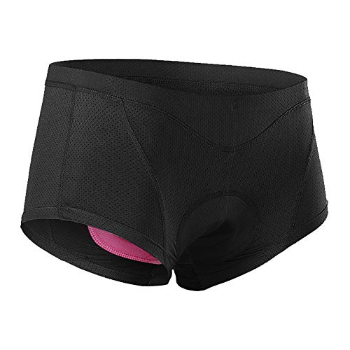 QETUOA Shorts De Ciclismo para Mujer, Cojín De Silicona Que Absorbe Los Golpes, Transpirable Y De Secado Rápido, Apto para Ciclismo De Montaña Y Entrenamiento Virtual (Negro,Ouma S)