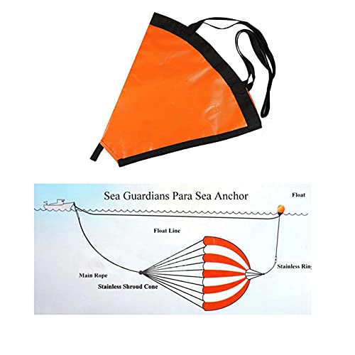 Qihuyi Sea Brake System, Orange Drift Sock Sea Anchor Drogue, con Cuerda de Remolque Boya Ball Flotador Leash Sea Brake System