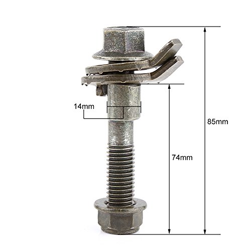 Qiilu 4pcs 14mm Vehículos de acero de cuatro ruedas Alineación Ajustable Camber Kit Cam Bolt