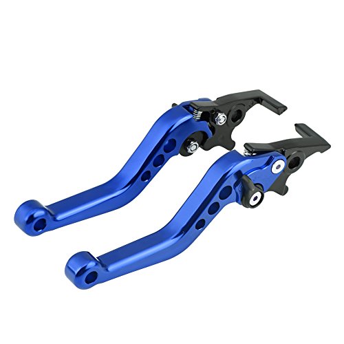 Qiilu Universal 1 par de Palanca de freno de doble disco Aleación de aluminio CNC para Motocicleta Scooter Modificación(azul)