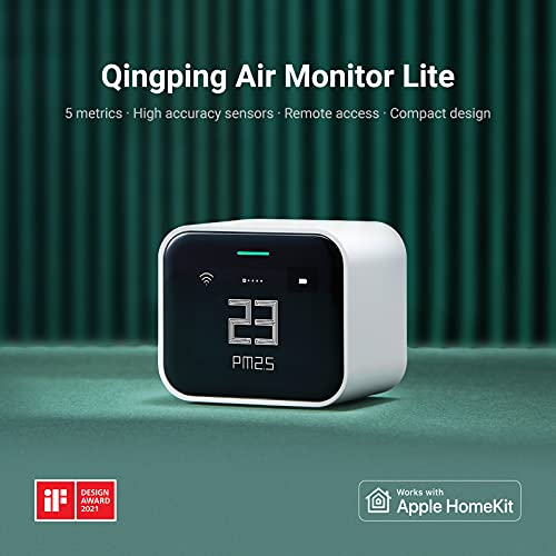 Qingping Air Monitor Lite, sensor de calidad del aire interior Wi-Fi compatible con Apple HomeKit detecta CO2, PM2.5, PM10, temperatura y humedad