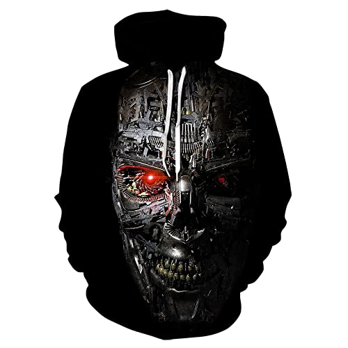 QTJY Sudadera con Estampado de Calavera en 3D, suéter de Moda para Hombres y Mujeres otoño e Invierno Harajuku Streetwear con Capucha CM