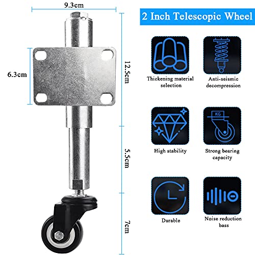 QUCUMER Rueda con Resorte para Porton Ruedas Giratorias para Portones Ruedas Giratorias Retráctiles de Servicio Pesado para Porton Puertas de Madera, 360 Giratoria, Carga: 60 Kg/220 Libras