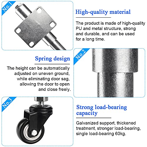 QUCUMER Rueda con Resorte para Porton Ruedas Giratorias para Portones Ruedas Giratorias Retráctiles de Servicio Pesado para Porton Puertas de Madera, 360 Giratoria, Carga: 60 Kg/220 Libras