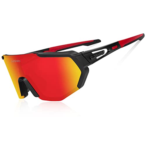 Queshark Gafas De Sol Polarizadas para Ciclismo con 5 Lentes Intercambiables, Protección UVA & UVB, Bicicleta de Carretera MTB Gafas de Ciclismo,Certificación CE