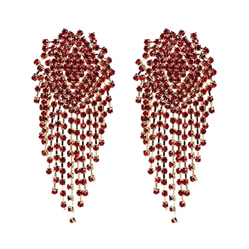 QWASZX Pendientes de la Borla de la joyería de la Moda for Las Mujeres Pendientes Femeninos Grandes Pendientes de Cristal (Metal Color : 51162-RD)