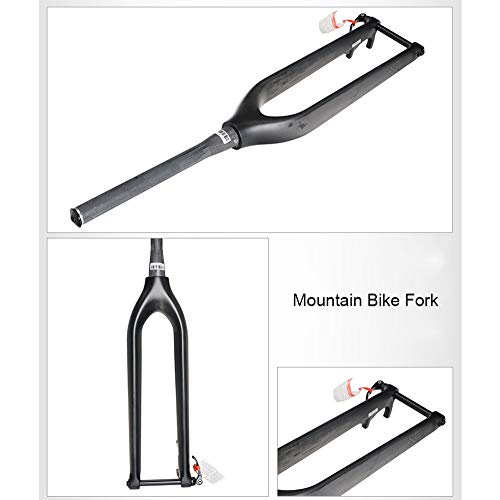 QXFJ 29 Pulgadas MTB Horquilla,Tubo CóNico Fibra Carbono Freno Disco Horquilla RíGida/Tubo Soporte 28,6 * 39,8 * 300 Mm/Eje Engranaje Abierto 100 * 15 Mm/Longitud Total 790 Mm