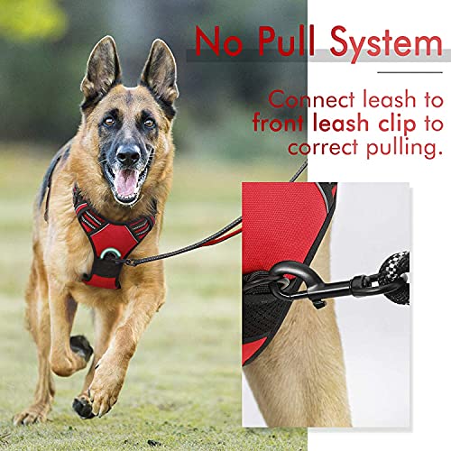 rabbitgoo Arnés Pecho Grande Perro Arnés Rojo para Perro Grande Chaleco Acolchado Mascota Correas Reflectores Mejor Seguridad Color Rojo Tamaño L Grande