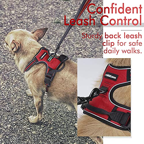 rabbitgoo Arnés Pecho Grande Perro Arnés Rojo para Perro Grande Chaleco Acolchado Mascota Correas Reflectores Mejor Seguridad Color Rojo Tamaño L Grande