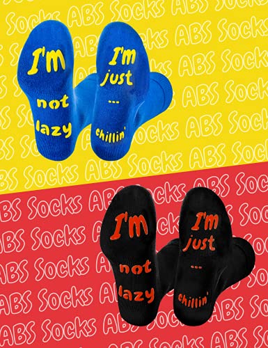 Rainbow Socks - Calcetines perezosos antideslizantes para ella y él - 2 pares - Negro Azul - 42-43