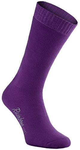 Rainbow Socks - Hombre Mujer Calcetines de Felpa Calidos y Coloridos - 3 Pares - Violeta Amarillo Verde - Talla 39-41