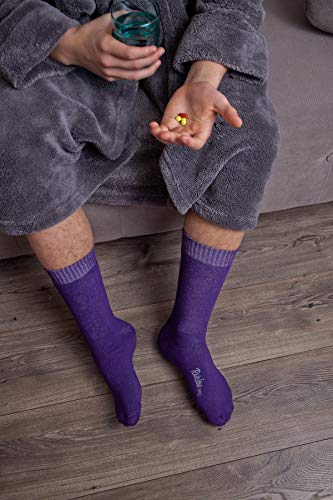 Rainbow Socks - Hombre Mujer Calcetines de Felpa Calidos y Coloridos - 3 Pares - Violeta Amarillo Verde - Talla 39-41