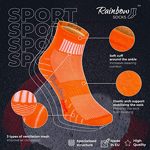 Rainbow Socks - Hombre Mujer Calcetines Deporte Colores de Algodón - 6 Pares - Negro - Talla 39-41