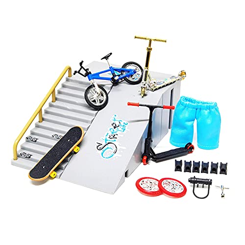 Rampas Skate Park Kit ，Monopatines de Juguete para Dedos Parque de Mini Patín de Dedos Kit de Rampa de Piezas Fingerboards Tech Skate Juguete para Niños