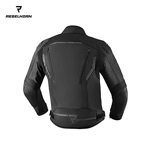 REBELHORN Borg Chaqueta de Moto Urbana Cordura Humax Membrana Protectores de hombros y codos Deslizadores 10 Canales de ventilación Elementos reflectantes Bolsillo móvil de neopreno