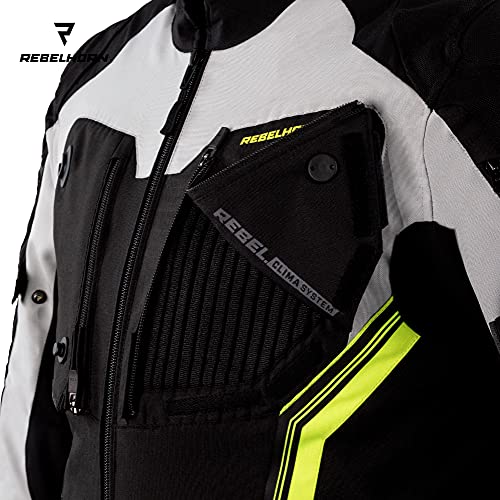 REBELHORN Borg Chaqueta de Moto Urbana Cordura Humax Membrana Protectores de hombros y codos Deslizadores 10 Canales de ventilación Elementos reflectantes Bolsillo móvil de neopreno