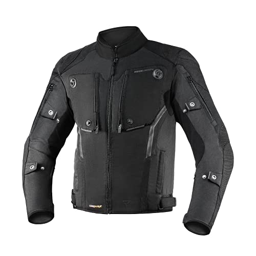 REBELHORN Borg Chaqueta de Moto Urbana Cordura Humax Membrana Protectores de hombros y codos Deslizadores 10 Canales de ventilación Elementos reflectantes Bolsillo móvil de neopreno