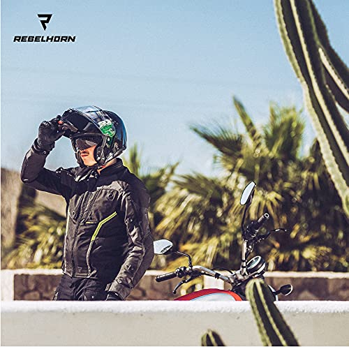 REBELHORN Borg Chaqueta de Moto Urbana Cordura Humax Membrana Protectores de hombros y codos Deslizadores 10 Canales de ventilación Elementos reflectantes Bolsillo móvil de neopreno