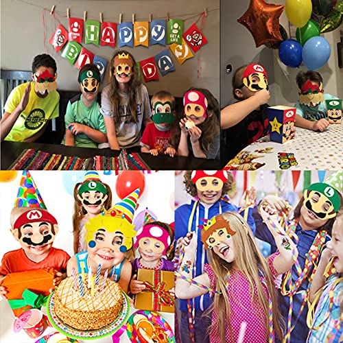 REDO 12 unidades de máscaras de Mario para cumpleaños, máscaras para niños, máscaras para Halloween, fiestas de disfraces