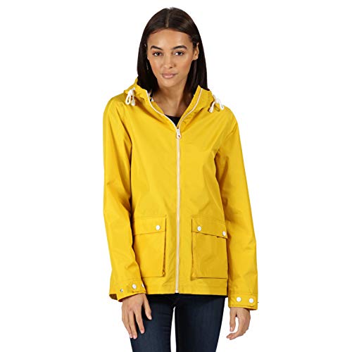 Regatta Chaqueta impermeable con capucha para mujer, Mujer, Chaquetas Impermeable Shell, RWW366 9VH10L, Amarillo azufre, 38