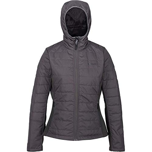 Regatta Winsbury Chaqueta acolchada, tejido ligero con aislamiento y capucha Baffled/Quilted Jackets, Mujer, Ash, 10