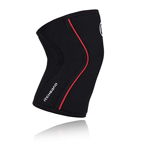 Rehband RX Knee Support Rodillera de Neopreno, 7 mm, Unisex, RX Knee Support 7mm Neopren, Blanco/Rojo, Large