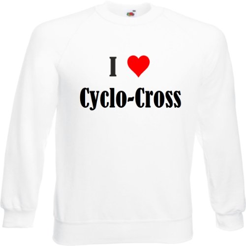 Reifen-Markt Sudadera I Love Cyclo-Cross para mujer, hombre y niños en los colores negro, blanco y azul con impresión Blanco Herren XX-Largearge
