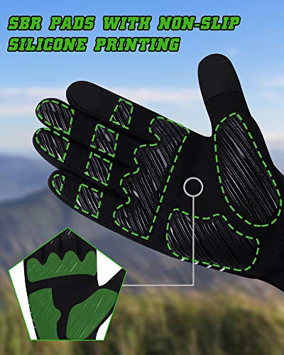 Reinalin Pantalla Táctil Antideslizante de la Silicona Deportes Guantes Calientes al Aire Libre del Otoño e Invierno,Unisex (Negro, L)