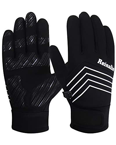 Reinalin Pantalla Táctil Antideslizante de la Silicona Deportes Guantes Calientes al Aire Libre del Otoño e Invierno,Unisex (Negro, L)