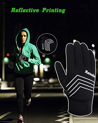 Reinalin Pantalla Táctil Antideslizante de la Silicona Deportes Guantes Calientes al Aire Libre del Otoño e Invierno,Unisex (Negro, L)