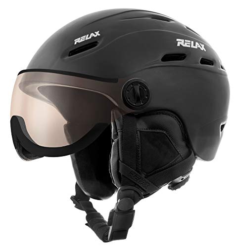 Relax Prevail - Casco de esquí con Visera para Hombre y Mujer, Color Negro, tamaño L (58-60 cm)