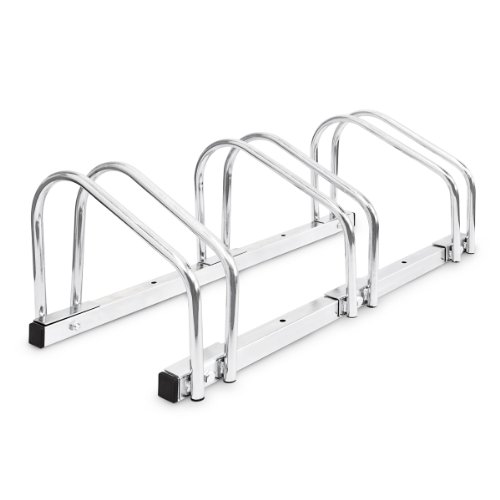 Relaxdays Fahrradständer Für 3 Fahrräder Soporte para 3 Bicicletas (Acero Cromado), Plateado, Talla única