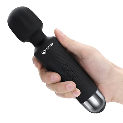 RELAXXX Masajeador Eléctrica Recargable Wand Massager - Con 20 patrones de vibración y 8 velocidades - Carga por USB - (Negro) (Negro)