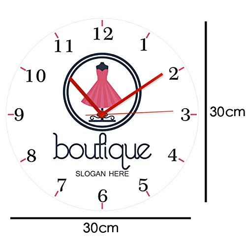 Reloj de Pared Tienda de Vestidos y boutiques Reloj de Pared Personalizado Toggery Lema Personalizado Couture Arte de Pared Decoración de Moda Arte de Belleza Reloj de Pared