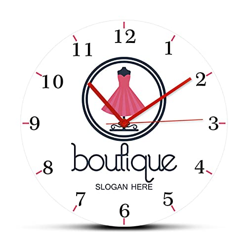 Reloj de Pared Tienda de Vestidos y boutiques Reloj de Pared Personalizado Toggery Lema Personalizado Couture Arte de Pared Decoración de Moda Arte de Belleza Reloj de Pared