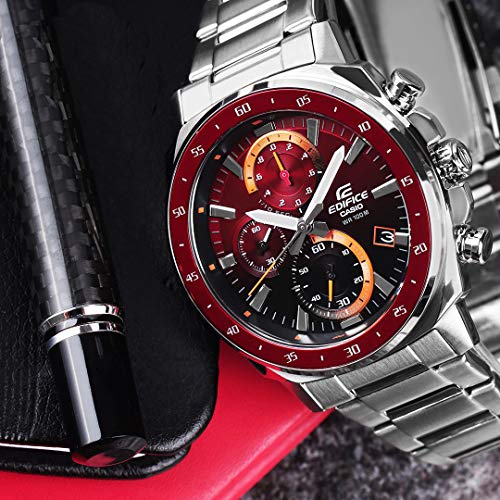 Reloj Edifice Caballero Acero Esfera ROJA