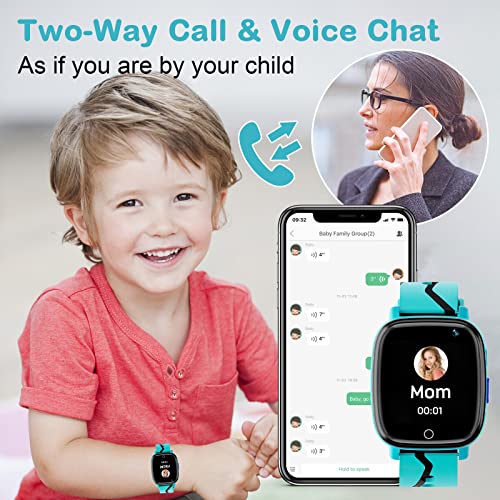 Reloj Inteligente Niños GPS Localizador - Impermeable Smartwatch Teléfono Digital Infantil con Llamadas, SOS, Podómetro, Cámara, Despertador, Linterna, Regalo para Niña y Niño 4-12 Años, Azul