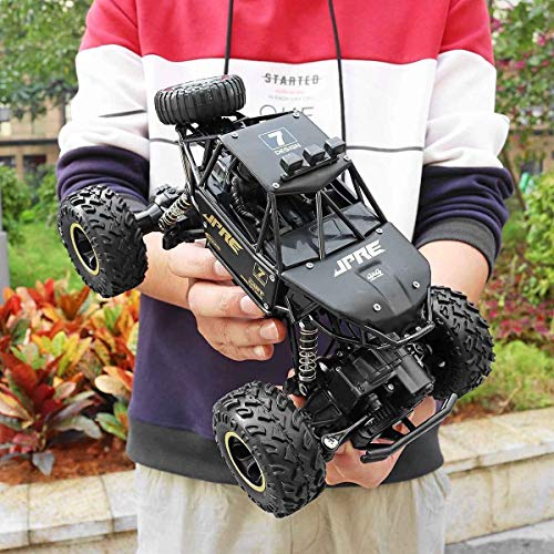Remote Control Cars Terrain RC Car 1:16 4WD RC Cars 28cm 2.4Ghz Wireless Control High Driving Speed Off-Road Climing Electric Remote Control Off Road Monster Truck Toys for Children (Black 2 Batter