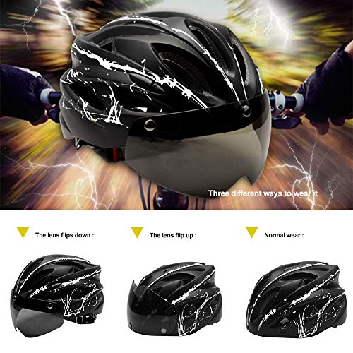 RENNICOCO Casco de Bicicleta, Casco de Ciclismo Estándar de Seguridad Ajustable Casco de Escalada de Bicicleta Casco de Bicicleta Casco de Ciclismo de Bicicleta con Gafas