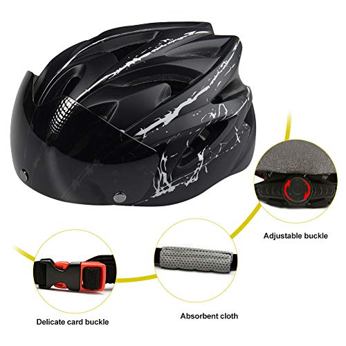 RENNICOCO Casco de Bicicleta, Casco de Ciclismo Estándar de Seguridad Ajustable Casco de Escalada de Bicicleta Casco de Bicicleta Casco de Ciclismo de Bicicleta con Gafas